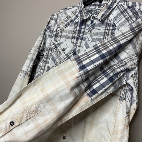 BKE Athletic Fit Mens western Bleach Shirt floral cowboy hat print on the back L - Picture 3 of 16